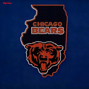 Durable <strong>Chicago</strong> Team Logo Rhinestone Iron on Sticker Cubs Bear <strong>Bulls</strong> Blackhawks Heat Transfer for Apparel Accessories - Product Image 3