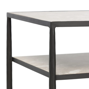 Babylon Nightstand A slim spare <b>frame</b> of <b>hammered</b> gunmetal pairs with natural metal for a clean and timeless nightstand look. - Product Image 2