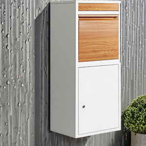 Grande boîte postale et de <span class=keywords><strong>colis</strong></span> extérieure murale en métal à motif de bois pour livraison de <span class=keywords><strong>colis</strong></span> à <span class=keywords><strong>domicile</strong></span> boîtes de ramassage - Product Image 1