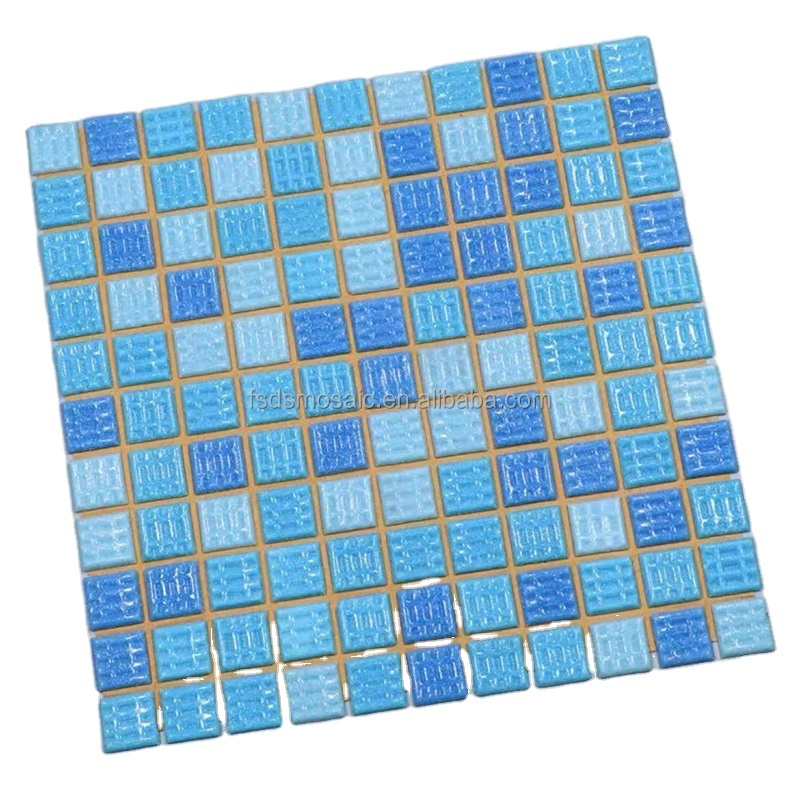 Paper Sheet Withdot Recyced Cheap Price Stained 4mm Thickness Hotmelt Blue Wall Mosaic Tile Bathroom Swimming Pool Glass Mosaic