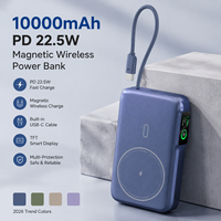 Support d'écran TFT portable, batterie externe sans fil magnétique 10000 mAh, chargeur rapide PD 35W, vente en gros usine