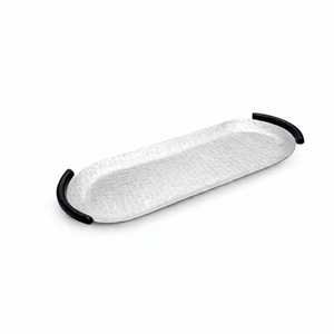 Plateau de service en métal de qualité supérieure avec poignées noires, finition solide, utilisation résidentielle, compatible lave-vaisselle, en gros chez White Royals - Product Image 1
