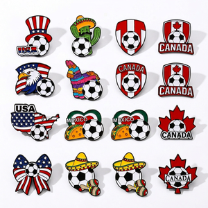 Épingles en émail de football 2026 États-Unis Canada Mexique, badge de l'équipe nationale, épingle de revers pour les supporters de football, souvenir de stade - Product Image 1