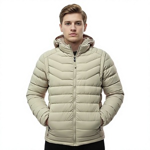 Blouson matelassé blanc à capuche pour femme, léger, coupe-vent, fermeture éclair sur le devant, manteau d'hiver décontracté, couleur unie, coupe ajustée, polyester, polaire - Product Image 1