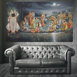 HY0812 lord krishna with friends stampe su tela Art for your Home Pictures For Living Room Wall - Product Image 3