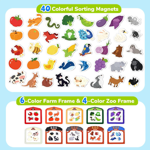 Imanes de Madera con Formas Personalizadas, 50 Piezas, Juguetes Magnéticos para Clasificar por Color, Animales de Granja y Zoológico, Diseño Educativo Artístico para Bebés - Product Image 4