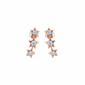 Trendy 14K Rose Gold Brilliant Cut Stud Push <b>Back</b> <b>Earrings</b> Micro Insert 0.10TCW Real Diamonds Jewelry Engagement Anniversary - Product Image 2