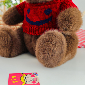 Ensemble de peluches ours en peluche marron et blanc avec pull |   Animal en peluche de style DIY avec doublure en maille pour cadeau - Product Image 4