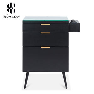 Luxury Modern Commercial Salon <b>Trolley</b> Cart MDF Solid Wood Texture Easy Moving Extra Large Professional Styling <b>Tool</b> Cabinet - Product Image 5