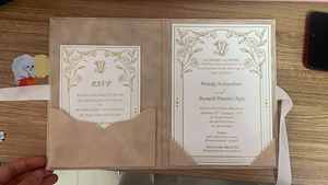 Invitations de mariage d'<span class=keywords><strong>anniversaire</strong></span> <span class=keywords><strong>avec</strong></span> impression <span class=keywords><strong>photo</strong></span> <span class=keywords><strong>Invitation</strong></span> personnalisée à couverture rigide Carte d'<span class=keywords><strong>invitation</strong></span> élégante en velours - Product Image 4