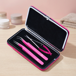 Pinzas Profesionales DLUX Coreanas para Extensión de Pestañas, de Acero Inoxidable Rosa Intenso, las Mejores del Mundo, Venta al Por Mayor OEM - Product Image 2