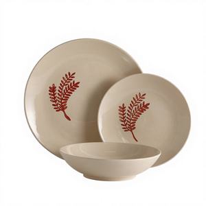 Juego de Vajilla Redonda de Cerámica de Alta Calidad, Impresa a Mano, con Diseño Personalizado, Logotipo y Calcomanías de Tamaño, Apta para Lavavajillas, para Bodas - Product Image 1