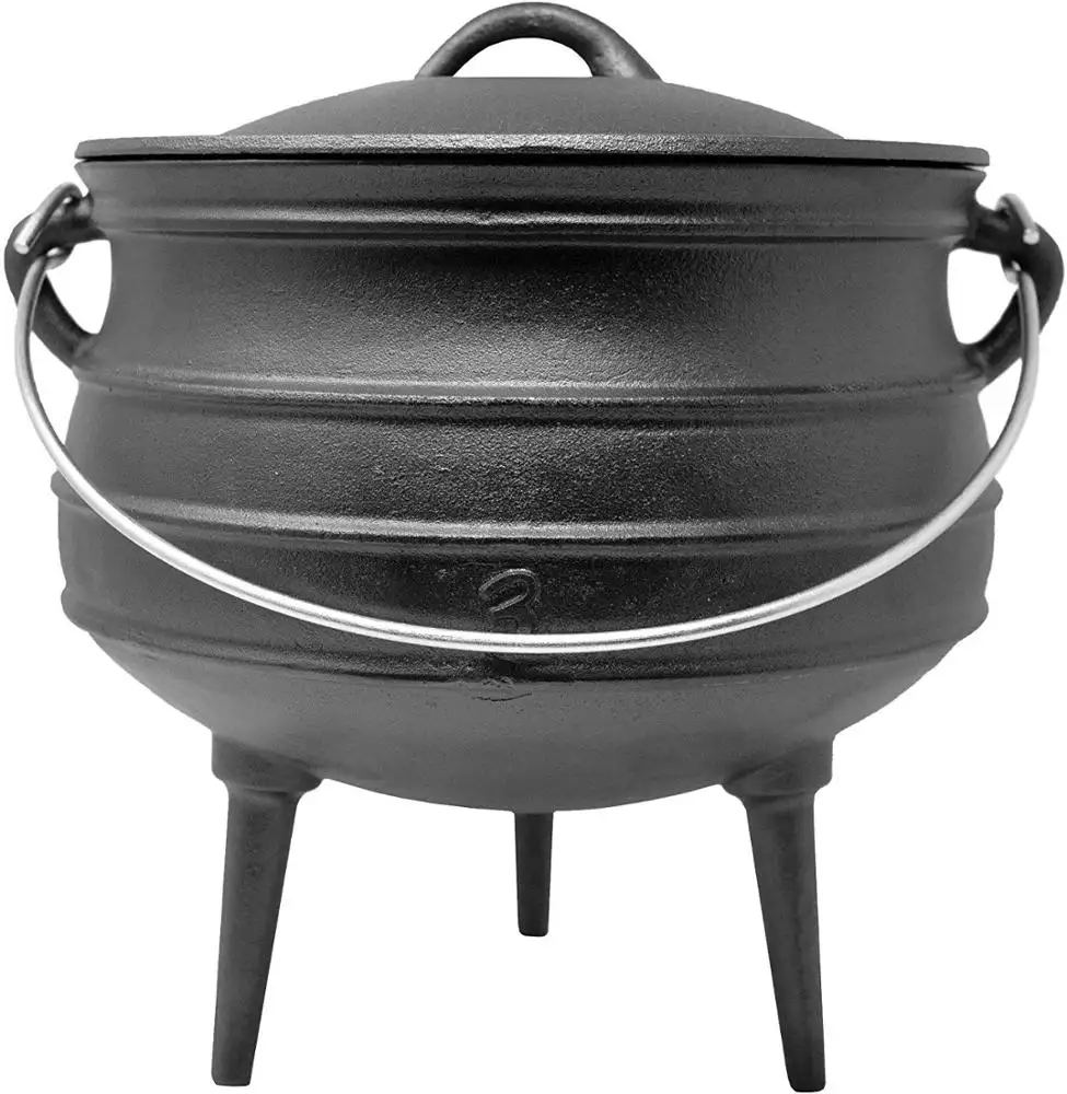 South Africa Pot besi cor 3 kaki panci besi cor Pot Pot dengan tiga kaki kuali panci besi cor tiga kaki untuk memasak berkemah