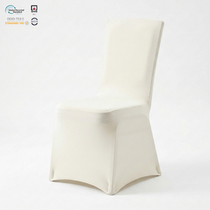 Housse de chaise extensible en spandex noir épais 250 GSM pour hôtel, avec devant en arc, pour siège de séminaire - Product Image 1