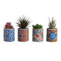 Mini pot en céramique de style mexicain pour la maison, le jardin, le bureau, pour plantes succulentes, pot de fleurs, vente en gros