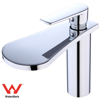 Robinet de lavabo de salle de bain moderne en acier inoxydable chromé certifié WaterMark, sans plomb, à poignée unique, à montage sur comptoir, avec garantie de 5 ans