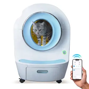 Smart Pet Product Mobile Control Automatic Smart Cat Toilet Litter Box Open Air Protection Pets Self Cleaning Cat Litter Box