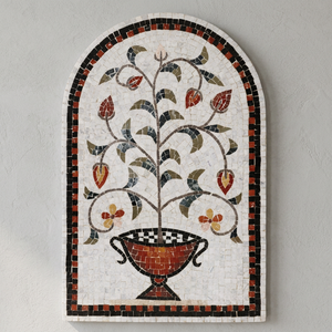Mosaico de Azulejos Florales de Cerámica Hechos a Mano ArtisRaw MF012, Mural de Piedras de Colores, Rectángulo Vertical Colgante, Estilo Mediterráneo para Cocina - Product Image 3