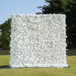 MYFW High-quality Customized 5D 3D Flower Wall Backdrop Silk Artificial Decorative Flower Wall Pink Wedding Rose Wall Penels