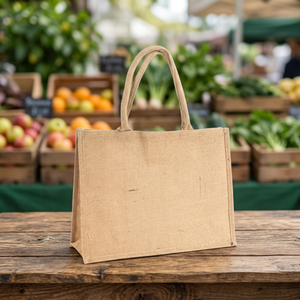 Sac fourre-tout en jute imprimé sur mesure pour femme, style bohème, rayé, en toile de jute, réutilisable, écologique, pour le shopping, à porter à l'épaule - Product Image 3