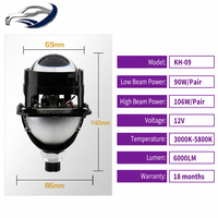 Vente en gros usine : Lentille de projecteur LED 2,5 pouces 12V 100W 5800K 6000LM, double coupelle de lampe, lentille de phare universelle, OEM personnalisé