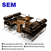 Tables et chaises SEM en gros pour pub, chaises et tables en acier inoxydable de haute qualité, chaises en cuir Nappa pour café, mobilier de bar
