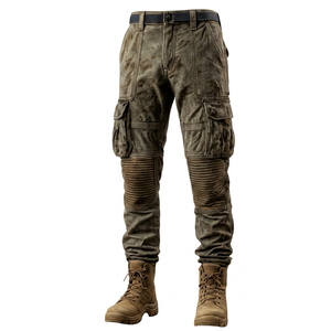 Pantalon cargo léger en coton lavé pour homme, taille mi-haute, jambe évasée, respirant, décontracté, style streetwear, logo personnalisé, vente en gros - Product Image 1