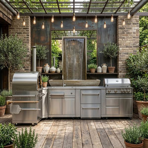 Cocina Exterior Modular de Acero Inoxidable 316 Personalizada para Patio Trasero, Diseño Moderno Resistente al Fuego, con Fregadero - Product Image 1