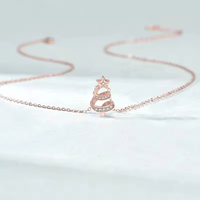 Bijoux sur le thème du jour de Noël Collier pendentif arbre de Noël étoile en zircon en argent sterling 925