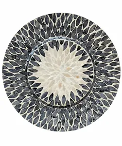 Plateau de service d'incrustation en nacre de haute qualité, assiettes de serpillière pour le dîner, plateau de service en laque de mariage pour la décoration de la maison - Product Image 1