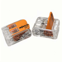 221-412 Connecteur rapide pour câblage électrique en cuivre, 2 voies, RF Power Copper PC, type Wago, à une borne, 12 AWG, avec tige de commande