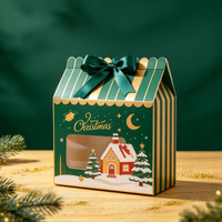 Boîte cadeau de Noël personnalisée écologique avec fenêtre, ruban, impression UV, Père Noël, bonbons, biscuits, emballage en papier, logo personnalisé