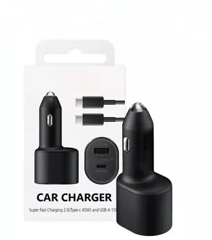 For Samsung Car charger 45W+15W QC4.0 Super fast Dual port USB type C Car charger for Samsung USB C Adapter for iPhone