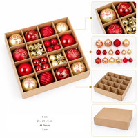Ensemble de boules de Noël en PVC de 6 cm, 42/44 pièces, décorations suspendues pour arbre de Noël