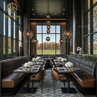 Ensemble de mobilier de restaurant sur mesure Ron Group : table carrée, chaise rembourrée personnalisée, banquette commerciale en cuir capitonné