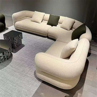 Meilleur prix, canapé d'angle moderne et simple en tissu de laine d'agneau avec pompons, en forme de L, pour appartement