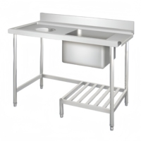 Table de travail de cuisine professionnelle en acier inoxydable sur mesure, robuste, pour la préparation des aliments et la collecte des déchets