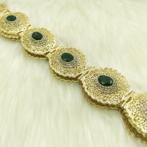 Robe de mariée ethnique en plaqué or <span class=keywords><strong>pour</strong></span> femme <span class=keywords><strong>caftan</strong></span> Abaya style marocain <span class=keywords><strong>caftan</strong></span> avec <span class=keywords><strong>ceinture</strong></span> en pierre verte rouge chaîne de taille en métal bijoux - Product Image 4