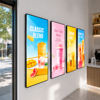 Boîte lumineuse publicitaire LED ultra-mince avec cadre d'affichage rétroéclairé en verre trempé pour magasin de détail intérieur/extérieur