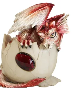 Resin birth Stone Dragon Egg Statue Gem Dragon Hatching Collector (Red)