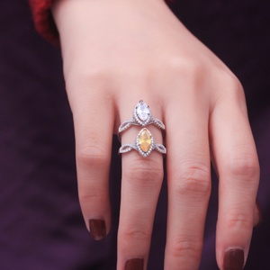 Bague de fiançailles en argent sterling S925 avec zircon pour femme, romantique, mariage, plaqué rhodium, sertie à griffes, luxe - Product Image 3