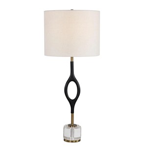 Brass Twisted Stem & Black Marble Modern Sculptural Floor Lamp | Artistic <b>Lighting</b> for Hotel Feature <b>Space</b> & Reception Area - Product Image 5