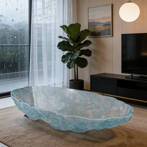 Table basse en résine bleue Sculpture artistique artisanale Meubles pour villa Salon Hôtel Chambre modèle - Product Image 6