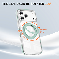 Coque de téléphone portable en acrylique transparent Leyi pour iPhone 17 Pro Max 16 15 14 13 Plus, avec support magnétique sans fil et anneau de maintien