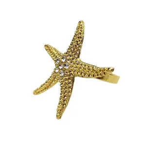 Anelli <span class=keywords><strong>Portatovaglioli</strong></span> a Forma di Stella Marina per Decorazioni Tavola per Feste e Matrimoni con Strass in <span class=keywords><strong>Acciaio</strong></span> Inossidabile Eco-Friendly Design Disponibile - Product Image 1