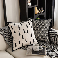 Housse de coussin carrée minimaliste moderne pour hôtel, noir et blanc, pour canapé, coussin décoratif de luxe léger