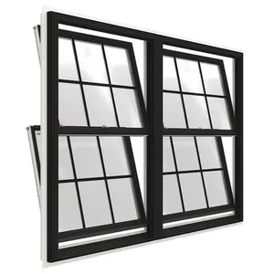 新款商用黑色双挂乙烯基窗户乙烯基双挂窗户低e铝顶挂窗户
