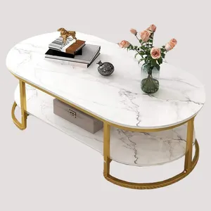 Table basse ronde en marbre, Table basse nordique, rangement intérieur, Tables basses modernes