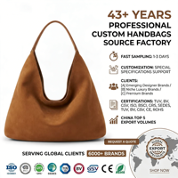 Sac Hobo Souple Rétro en Daim Caramel pour Femme, Sac à Bandoulière Croissant Cognac, Logo Personnalisé, OEM ODM, Vente en Gros Usine, Tendance 2026