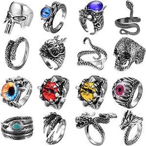 ชุดแหวนสไตล์โกธิคพังก์วินเทจสีเงิน <span class=keywords><strong>แหวน</strong></span>โกธิคเท่ๆ แพ็ค<span class=keywords><strong>แหวน</strong></span>เทรนดี้แบบซ้อนได้ สไตล์โบฮีเมียน <span class=keywords><strong>แหวน</strong></span>นิ้วใหญ่แบบหนา <span class=keywords><strong>แหวน</strong></span>นิ้วเต็มวงแบบปรับได้ - Product Image 6